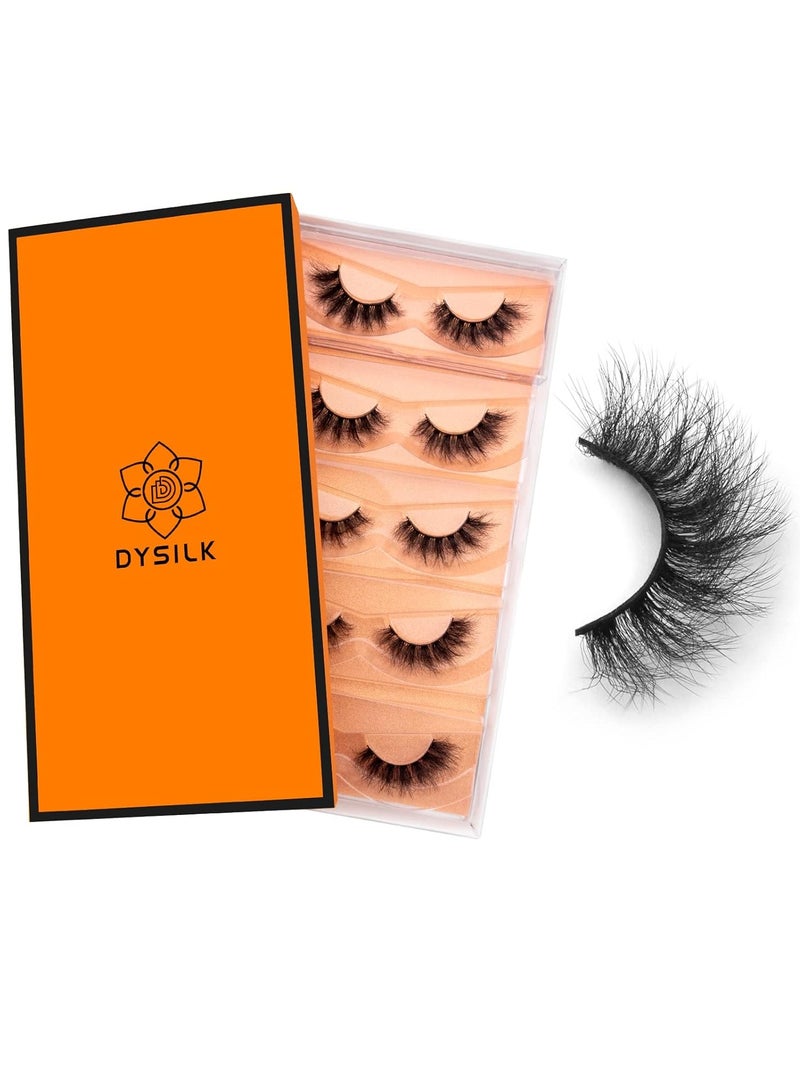 DYSILK Eyelashes Mink Lashes Fluffy - Fluffy Lashes 5 Pairs 6D Faux Mink Eyelash False Eyelashes Natural Look Lashes That Look Like Extensions Wispy Eyelashes Strip Lashes Eye Lashes | Fluffy-16mm - Image 1