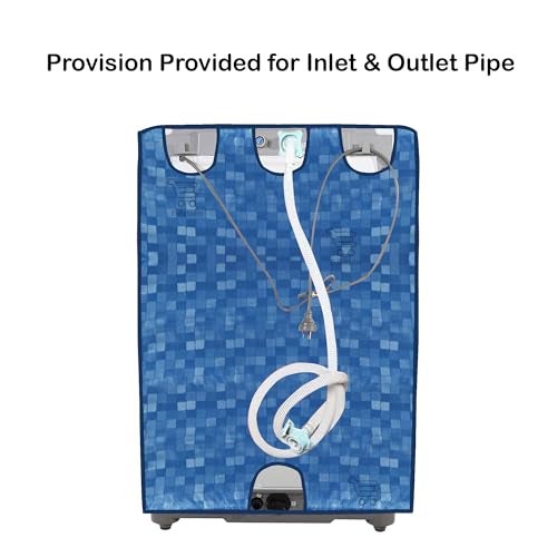 E-Retailer Washing Machine Cover for Top Load 5kg to 7.5kg | Waterproof Dustproof Cover with Zip Enclosure | Plain Fully Automatic Washer Protector for Indoor Outdoor Use | Size 23x23x35 Inch - Image 2
