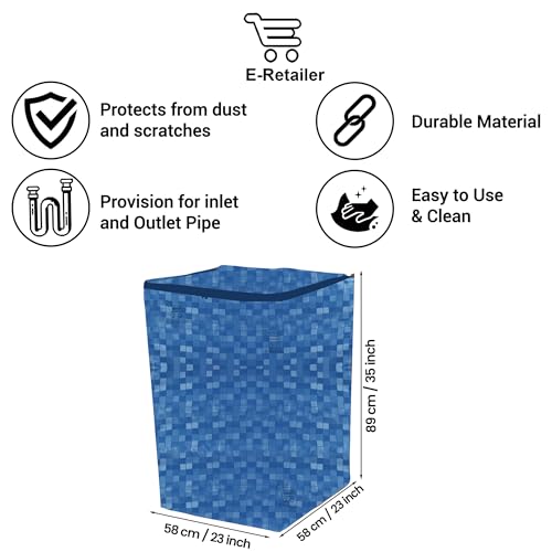E-Retailer Washing Machine Cover for Top Load 5kg to 7.5kg | Waterproof Dustproof Cover with Zip Enclosure | Plain Fully Automatic Washer Protector for Indoor Outdoor Use | Size 23x23x35 Inch - Image 3