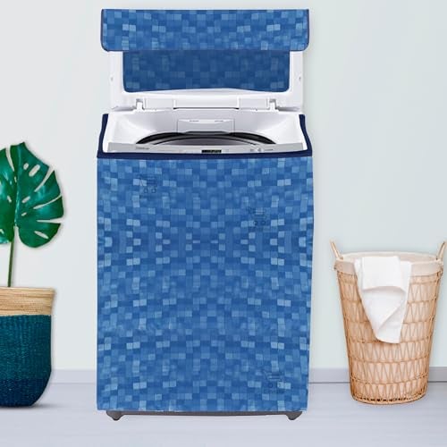 E-Retailer Washing Machine Cover for Top Load 5kg to 7.5kg | Waterproof Dustproof Cover with Zip Enclosure | Plain Fully Automatic Washer Protector for Indoor Outdoor Use | Size 23x23x35 Inch - Image 1