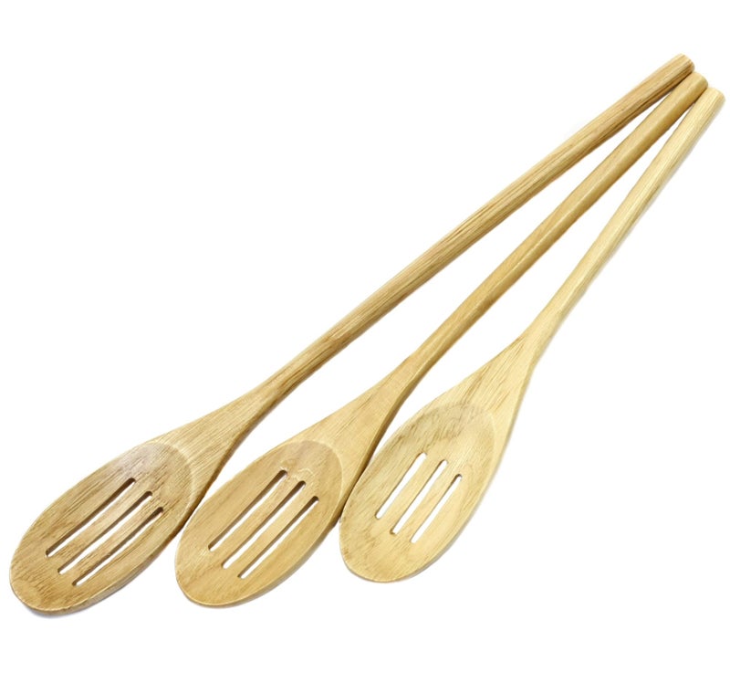Chef Craft Select Beechwood Slotted Spoon Set 10 12 and 14 inch Natural