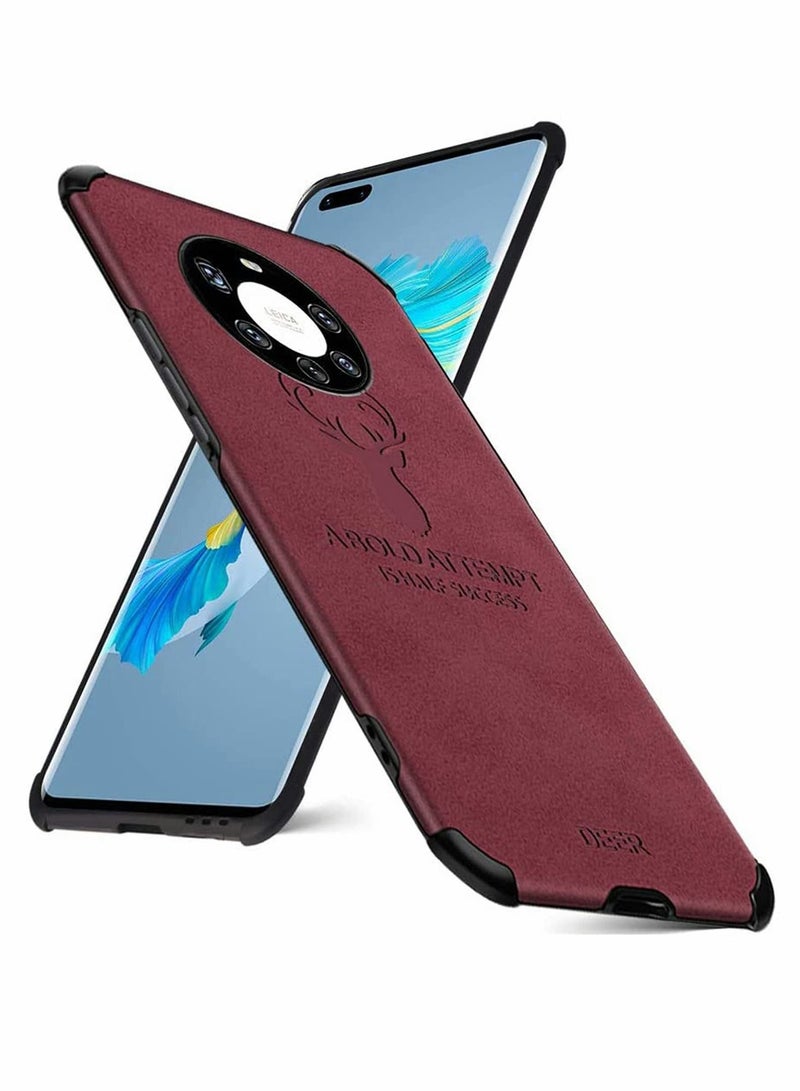 Y&D Phone Case for Huawei Mate 40 Pro, Ultra-thin Matte Leather Back [Air Cushion] Silicone Soft Edge Shockproof Full Body Protective Cover Pro 6.76" -Red - Image 1