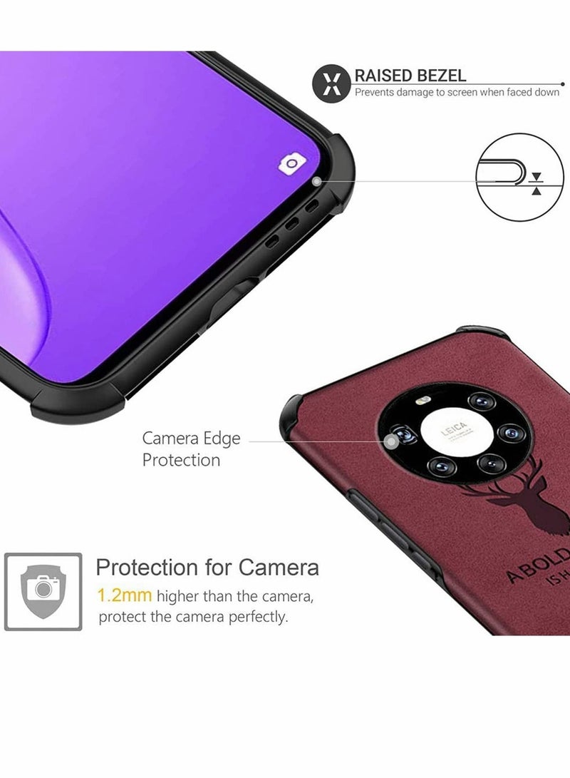 Y&D Phone Case for Huawei Mate 40 Pro, Ultra-thin Matte Leather Back [Air Cushion] Silicone Soft Edge Shockproof Full Body Protective Cover Pro 6.76" -Red - Image 4