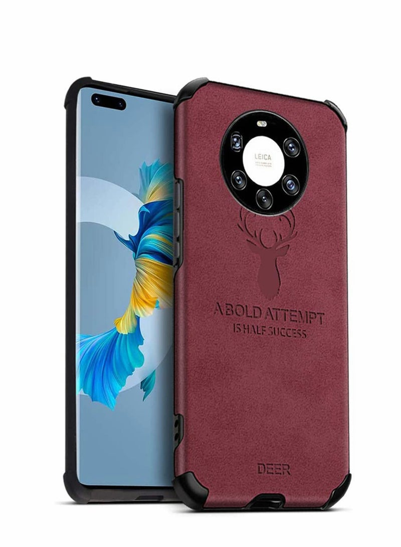 Y&D Phone Case for Huawei Mate 40 Pro, Ultra-thin Matte Leather Back [Air Cushion] Silicone Soft Edge Shockproof Full Body Protective Cover Pro 6.76" -Red - Image 2