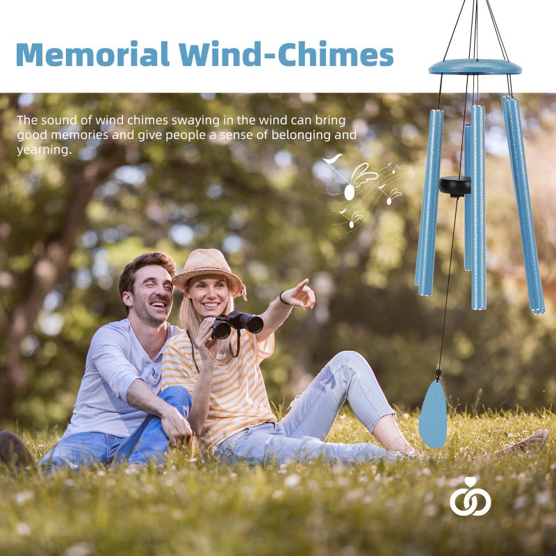 FSVGYY Wind-Chimes-Outdoor-Deep-Tone, Large Soothing Melodic Tones Mobile Windchimes, Wind Chimes for Outside, Memorial Wind Chime Best Gift for Mom Women Grandma Neighbors(32" Blue Coated Aluminum) - Image 2