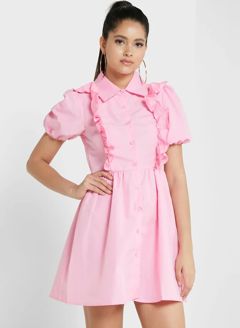I Saw It First Petite Ruffle Button Detail Dress for Women | Best Price Oman