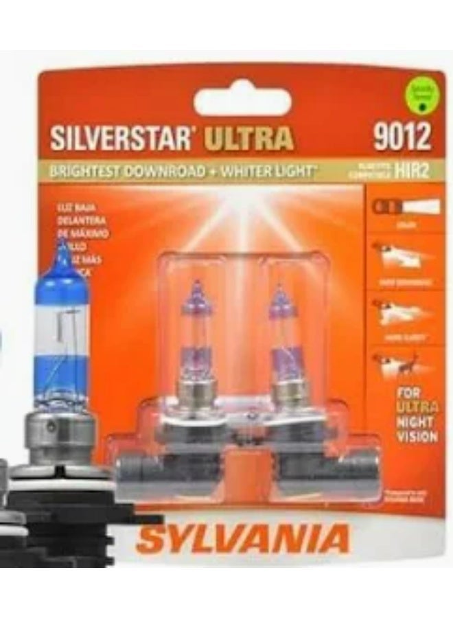 Sylvania 9012 Silverstar Ultra High-Performance Halogen Bulb, High Beam, Low Beam and Fog Light Replacement, Brightest with Whiter Light, Tri-Band Technology (Contains 2 Bulbs) - Image 1