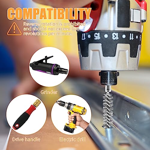 AOKLIT 6Pieces Wire Brush Drill Bore Cleaning Brushes Set,with 1/4 Inch Hex Shank Stainless Steel Wire Twisted Brush for Rust, Cleaning Tubes (8/10/12/15/17/19MM) ﻿ - Image 4