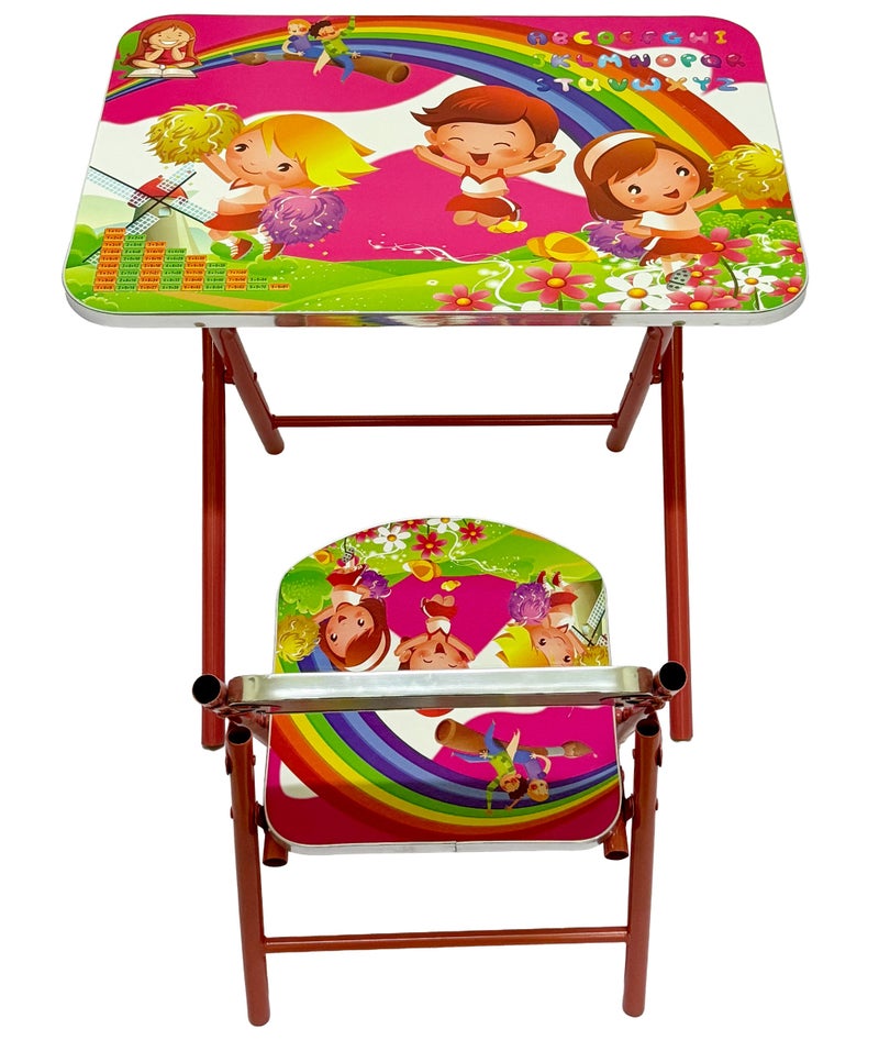 Funz Foldable Study Table and Chair Set for Kids With Table Lamp Cartoon gift - Image 3
