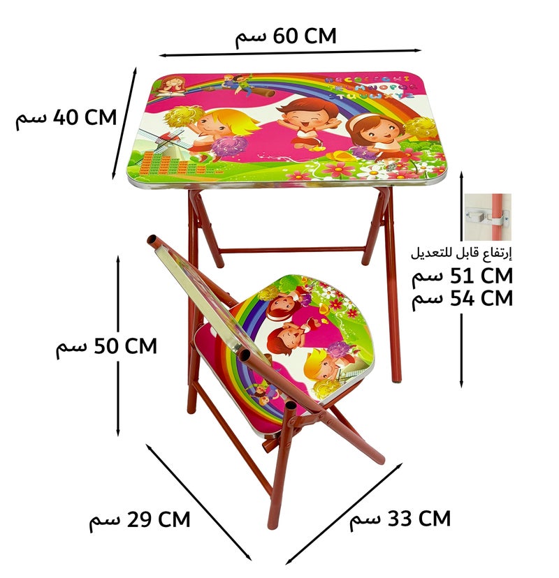 Funz Foldable Study Table and Chair Set for Kids With Table Lamp Cartoon gift - Image 4