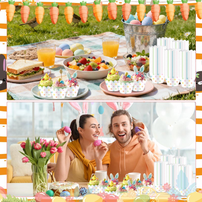 Domensi 100 Pcs Easter Polka Dot Paper Baking Cups Cupcake Wrappers Pastel Scalloped Polka Dot Edge Cupcake Muffin Liners Baking Liners for Spring Easter dessert Decoration Wedding Party Supplies - Image 5