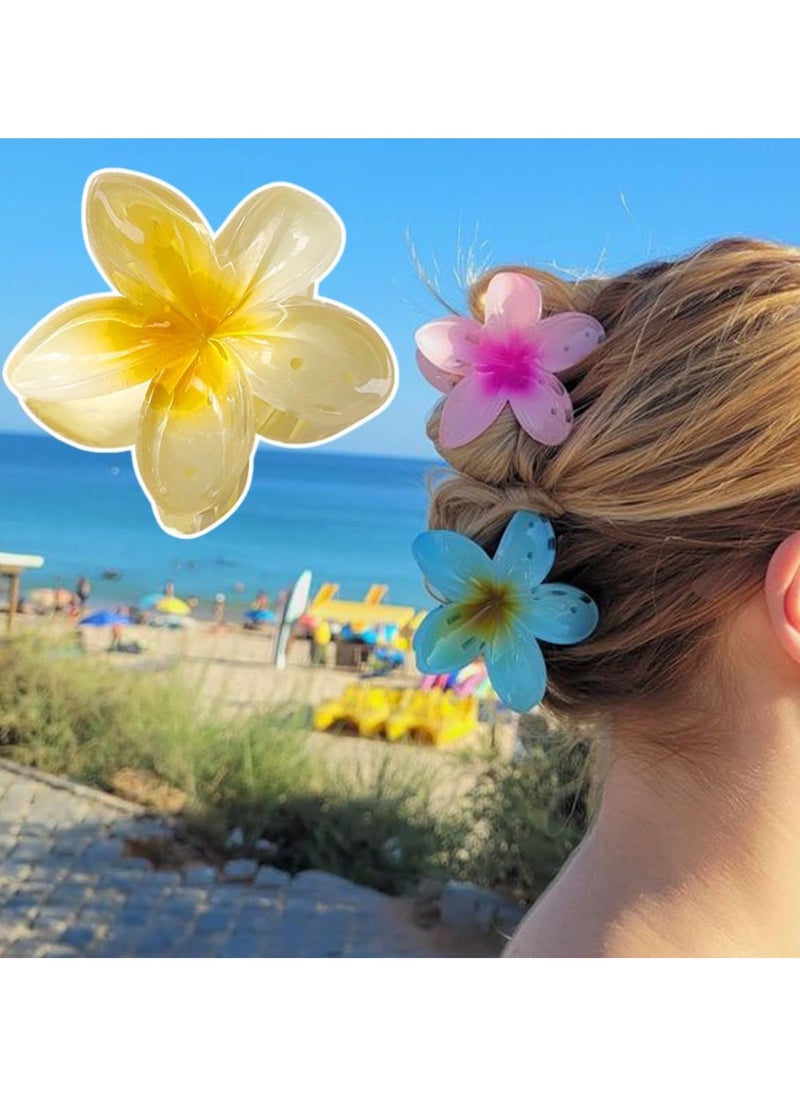 BONITO 3 Pcs Flower Hair Clip, Strong Hold Nonslip Hair Claw Clips, Hair Accessories for Holiday Gifts Accessory For Women Ponytails (Yellow+Blue+Pink)  - Image 4