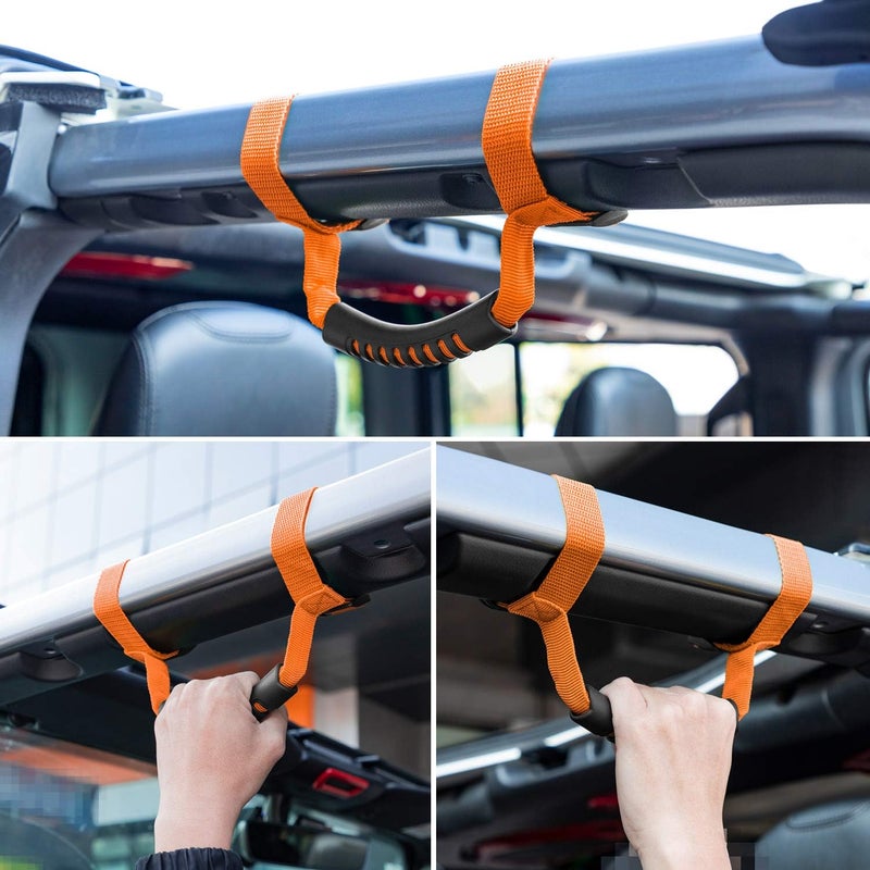 دانتي 4 × مقابض قضيب اللفة لجيب رانجلر YJ TJ JK JKU JL JLU سبورتس صحراء فريدوم روبيكون X وأونليميتد 1955-2024 2025 (برتقالي) - Image 3