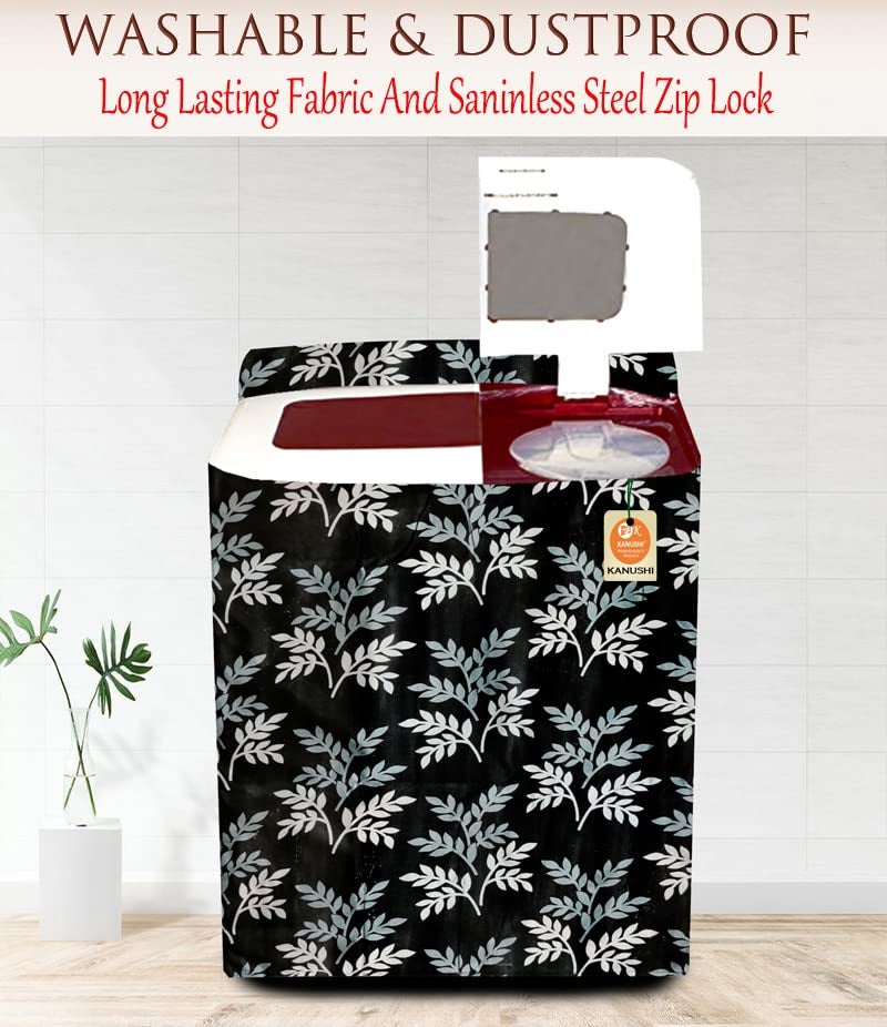 KANUSHI Industries® Washable & Dustproof Top Load Semi Automatic Washing Machine Cover (Suitable For 6 Kg, 6.5 kg, 7 kg, 7.5 kg) (VAR-WASMAC-BLACK-SMALL-LEVS-SEMI-01) - Image 2