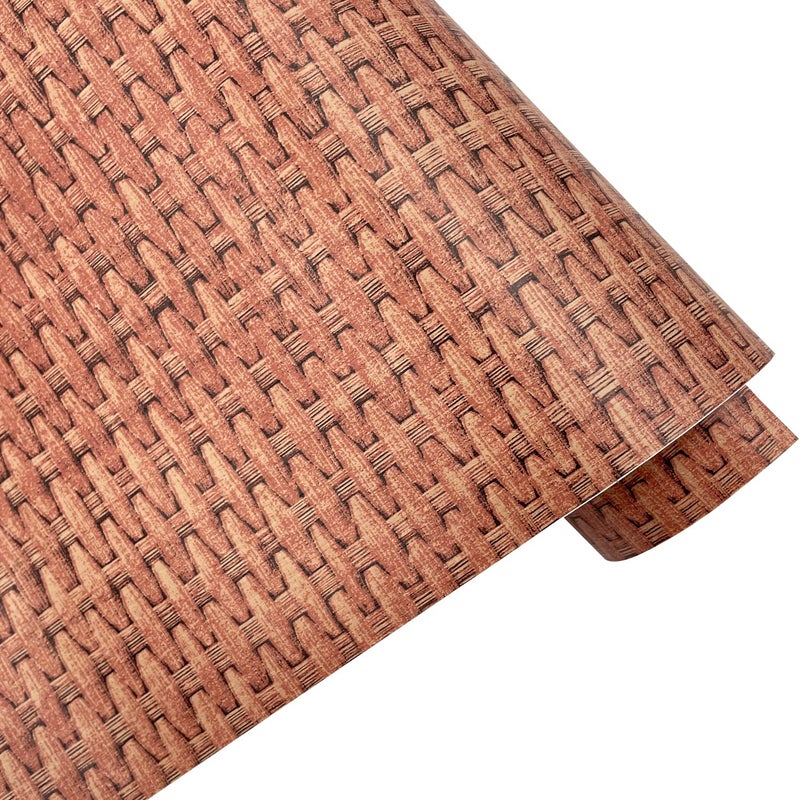 Yifely Light Brown Weave Wood Grain Furniture Paper SelfAdhesive Shelf Liner Door Sticker 177 Inch by 98 Feet