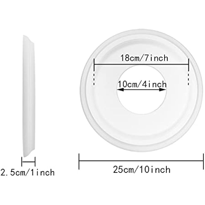 CEILING MEDALLION MOLDED PU ROUND CEILING LIGHT MEDALLIONS SMOOTH FINISH BACKDROP DECOR FOR LIGHT FIXTURES AND FANS, WHITE (OD 25MM, ID 10MM) - Image 2