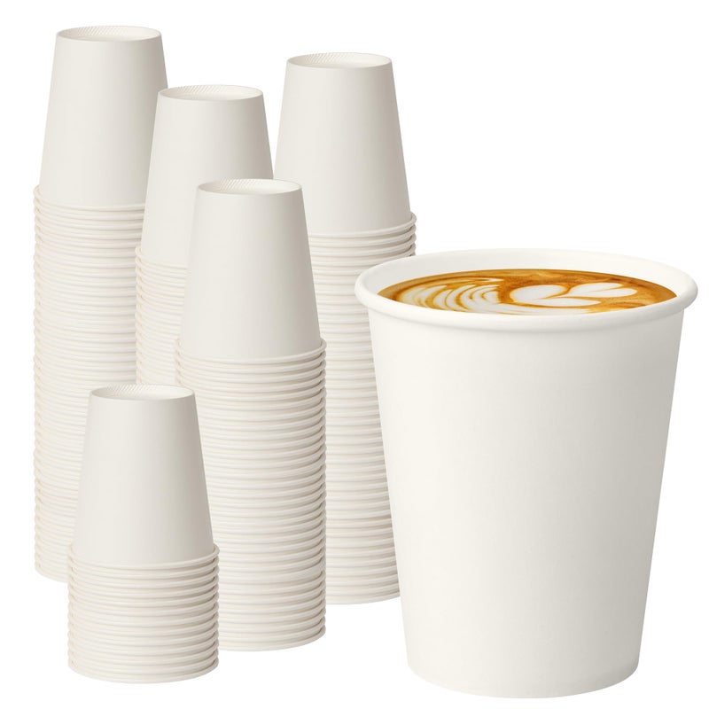 PACKINNO 8 oz White Paper Coffee Cups, Disposable Hot Cups for Coffee, Tea, Cocoa, Water, 400 Pack - Image 1