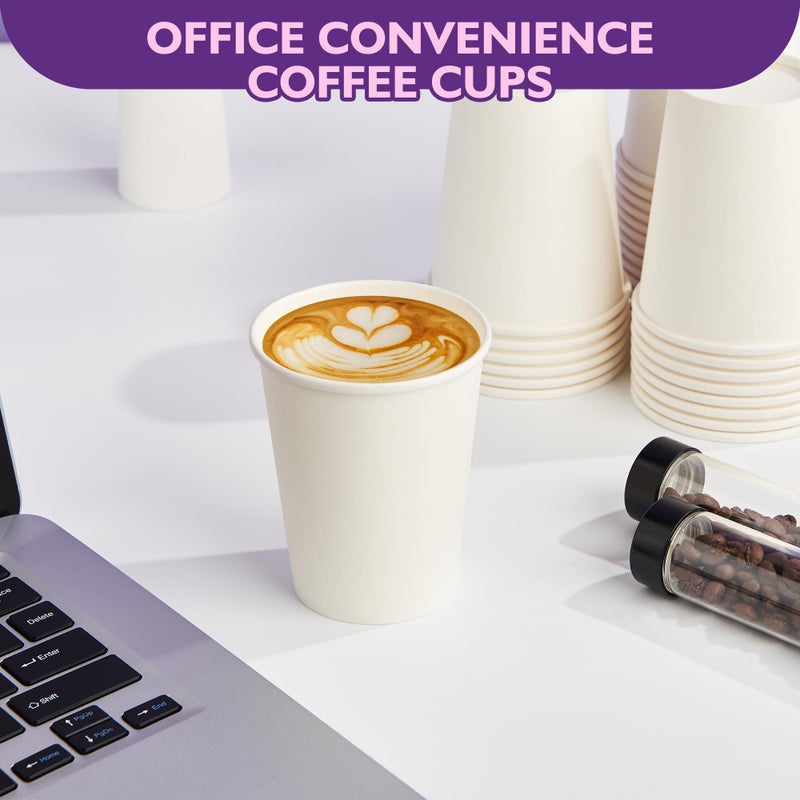 PACKINNO 8 oz White Paper Coffee Cups, Disposable Hot Cups for Coffee, Tea, Cocoa, Water, 400 Pack - Image 2