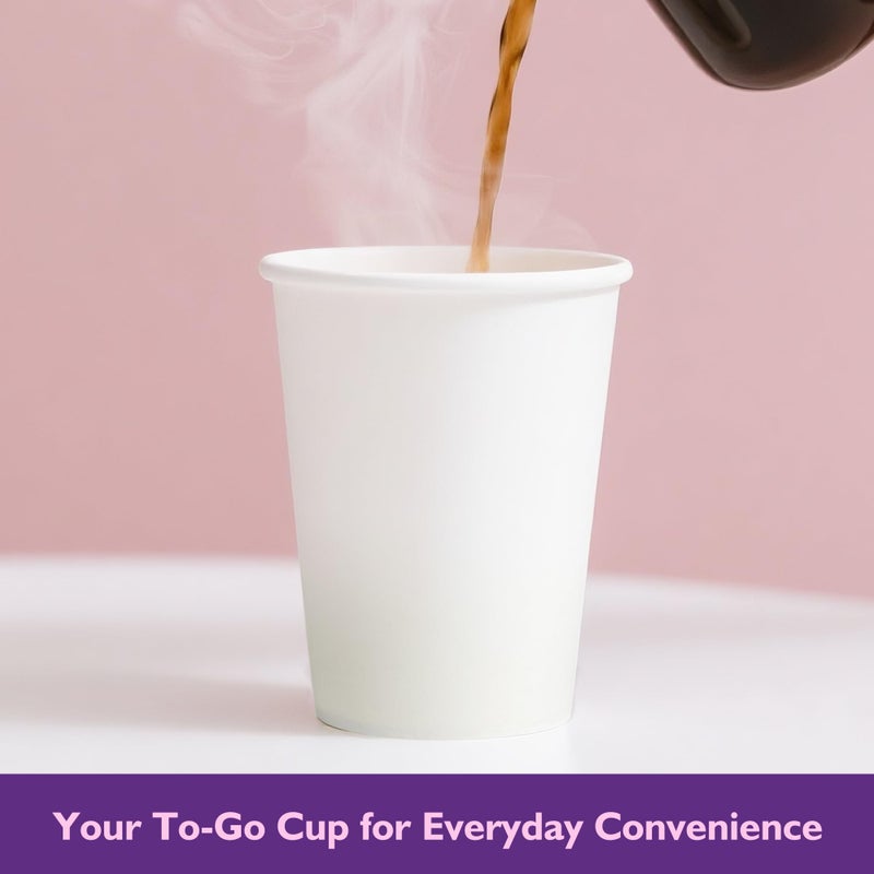 PACKINNO 8 oz White Paper Coffee Cups, Disposable Hot Cups for Coffee, Tea, Cocoa, Water, 400 Pack - Image 4