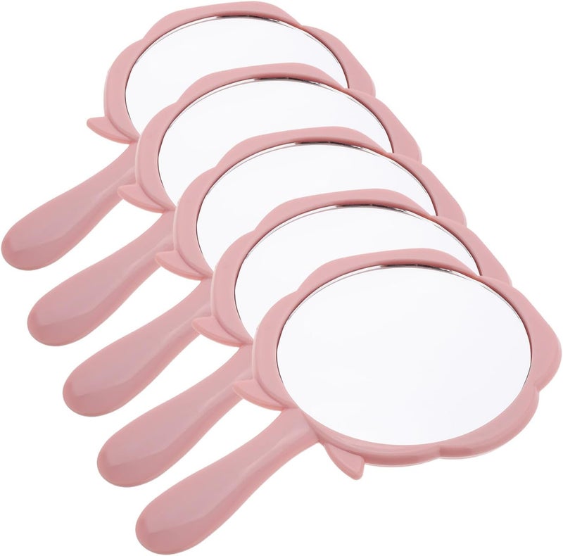 5 Pieces Handheld Rose Makeup Mirrors for Large Pocket Vanity Mirrors in Pink for Purse and On-The-go Touch-ups - Image 1