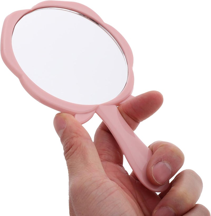5 Pieces Handheld Rose Makeup Mirrors for Large Pocket Vanity Mirrors in Pink for Purse and On-The-go Touch-ups - Image 3