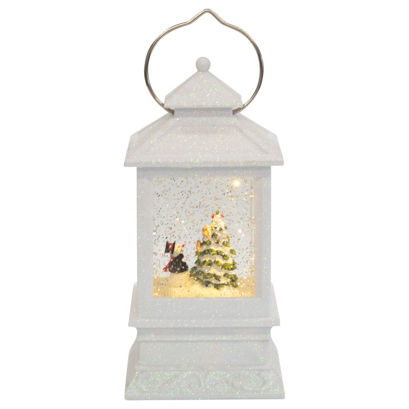 Roman Roman 8.5"" H Light Swirl Snowman Decorating a Tree Lantern Confetti Lites  Decorative Indoor Lantern Christmas Decoration - Image 1