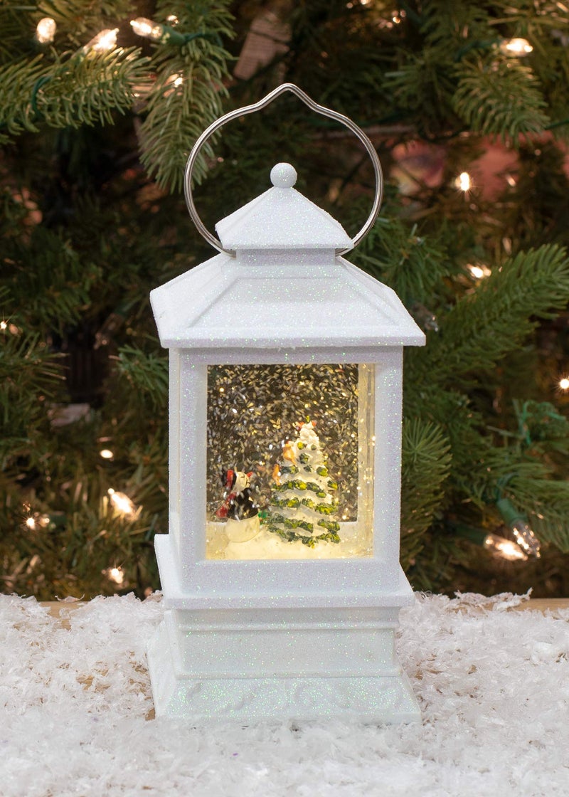 Roman Roman 8.5"" H Light Swirl Snowman Decorating a Tree Lantern Confetti Lites  Decorative Indoor Lantern Christmas Decoration - Image 2