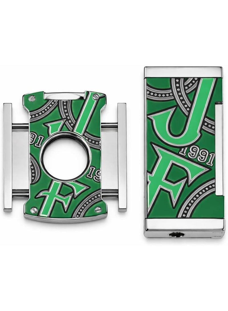 Jifeng Lighter and Cutter Set – Dual Flame, Windproof Metal Cigar Lighter with Punch Tool, Stainless Steel Cutter - Image 1