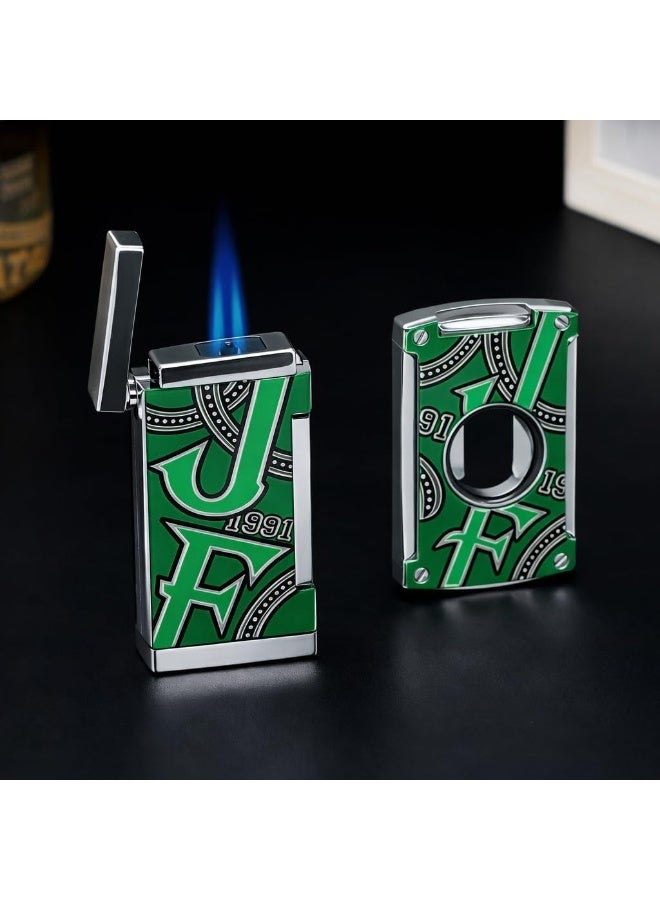 Jifeng Lighter and Cutter Set – Dual Flame, Windproof Metal Cigar Lighter with Punch Tool, Stainless Steel Cutter - Image 4