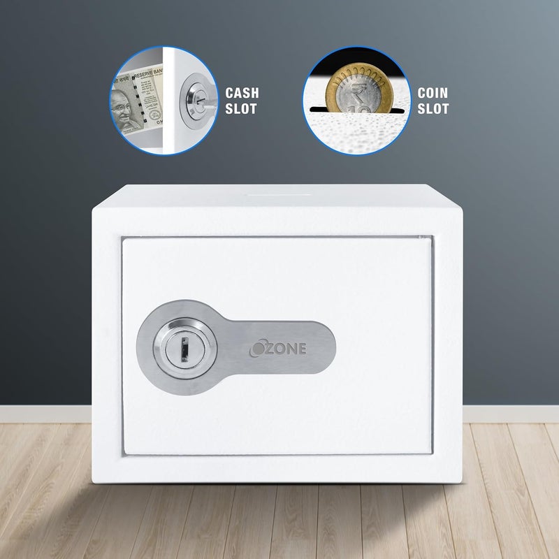 Ozone Ozone 2 Litres Manual Safe Locker for Home Office Manual Lock 1Way Unlocking Mechanical Key Size 115H x 150W x 120D mm Weight 08kg 2Year Warranty White  - Image 4