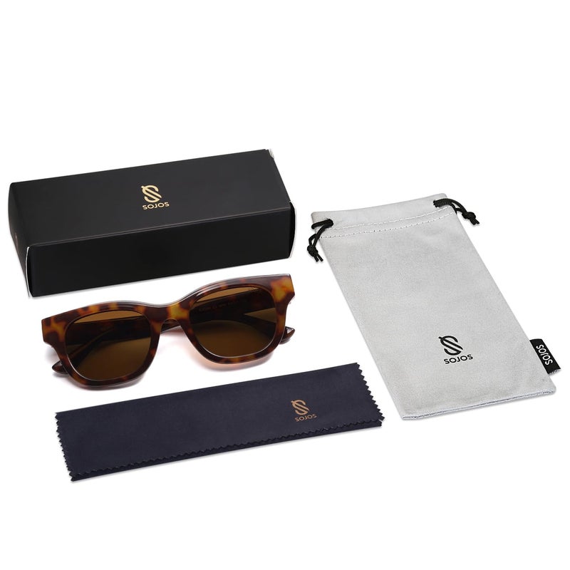 SOJOS Polarized Sunglasses womens men Trendy Small Designer Shades SJ2289,Brown - Image 5