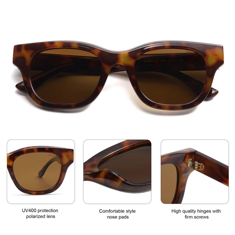 SOJOS Polarized Sunglasses womens men Trendy Small Designer Shades SJ2289,Brown - Image 3