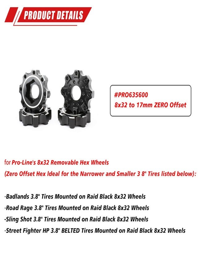 RCAWD for Pro-Line 1/8 8x32 to 17mm Zero Offset Aluminum Wheel Hex Adapters Upgrades Parts #PRO635600 - Image 3