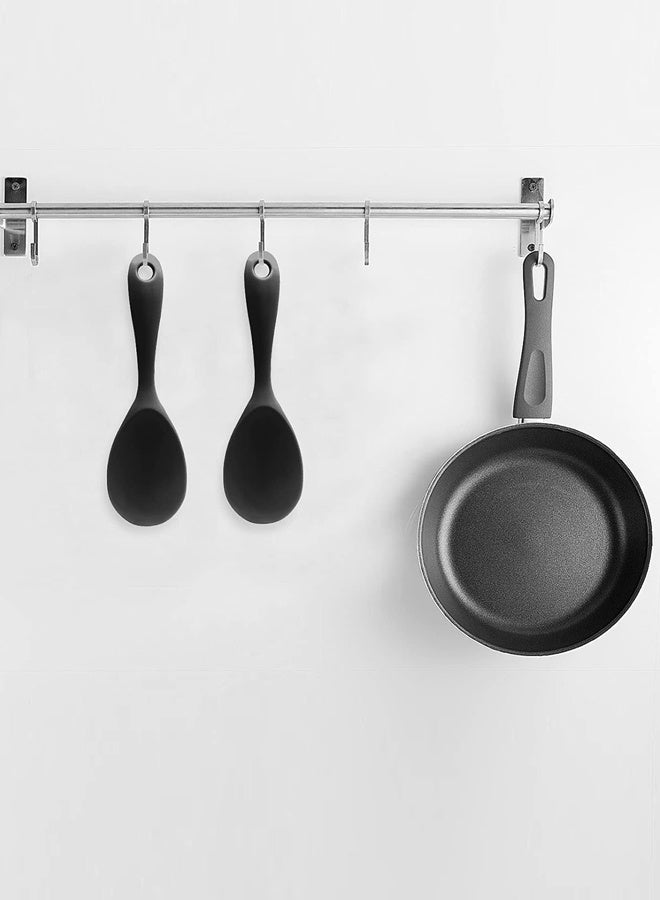 بشكل مختصر [2 قطعة] ملعقة أرز سيليكون مجدافية، ملعقة سيليكون مقاومة للحرارة وللالتصاق لخدمة الأرز وملعقة طهي الأرز (أسود) - Image 3