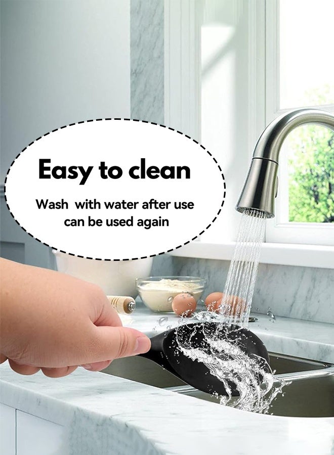 بشكل مختصر [2 قطعة] ملعقة أرز سيليكون مجدافية، ملعقة سيليكون مقاومة للحرارة وللالتصاق لخدمة الأرز وملعقة طهي الأرز (أسود) - Image 4