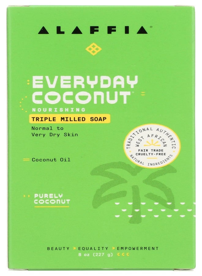 Alaffia, Soap Bar Triple Milled Everyday Coconut Prly Ccnt, 8 Ounce