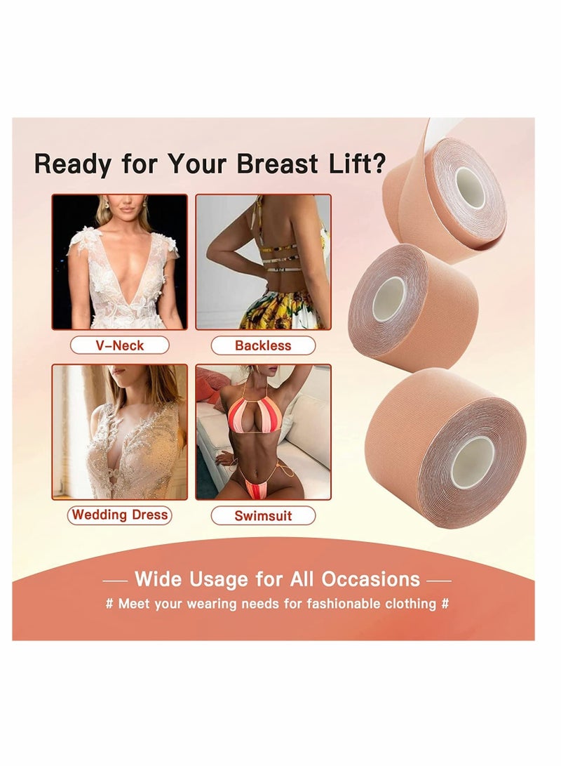 SOLARAE 5M*5CM Lift Tape for A-E Cup Large , Athletic Tape Athletic Body Tape for Lift & Push up Chest Support Invisible Adhesive Bra Alternative (Beige) - Image 5