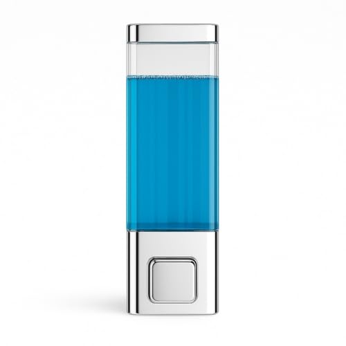 Bathoyum 350 Ml ABS Wall Mounted Liquid Soap Dispenser Shampoo Sanitizer Gel Dispenser for Bathroom (Chrome Plated) Pack of 1 White - Image 1