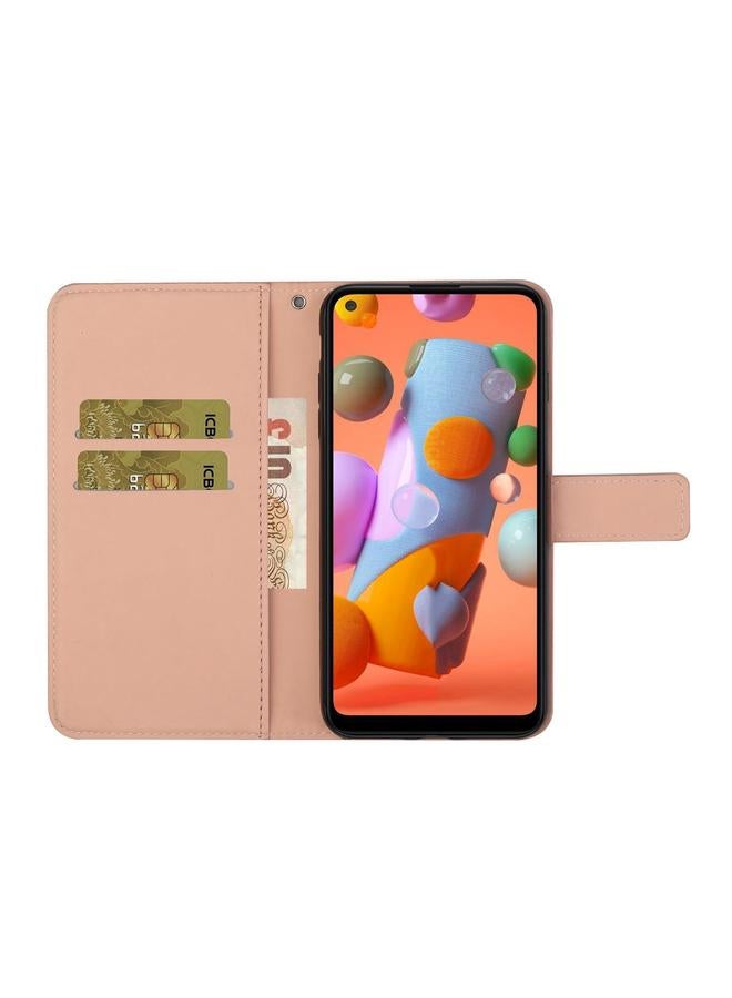 اس-توب جراب لهاتف Samsung Galaxy A21، جراب جلدي أفقي منقوش بنمط عرقي مع حامل وفتحات للبطاقات ومحفظة وحبل - Image 4