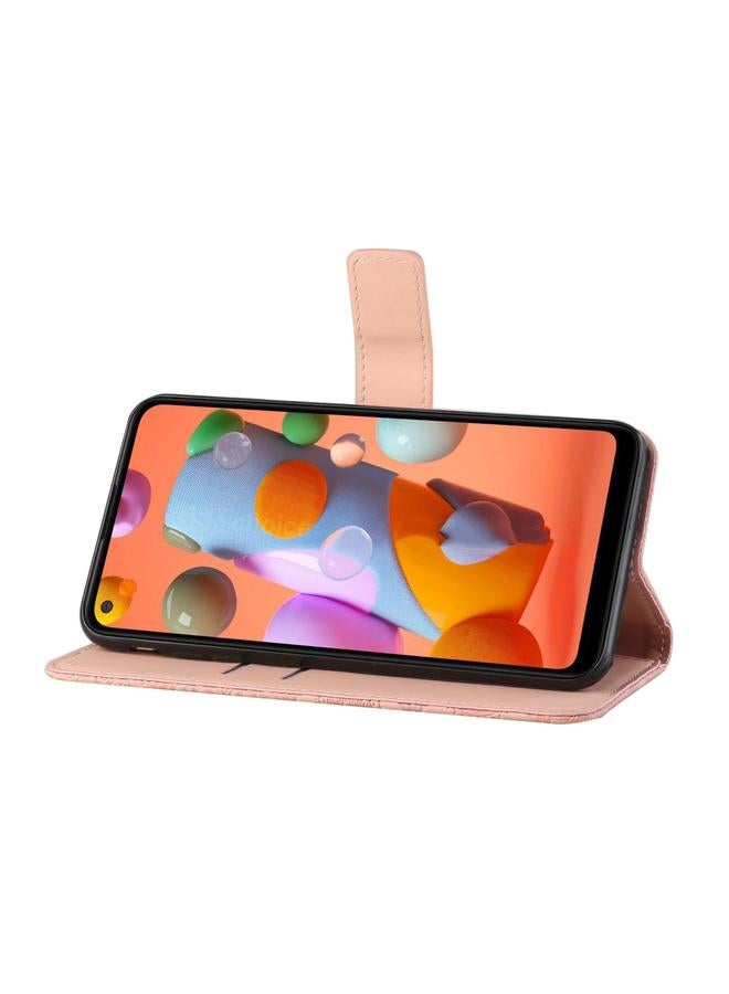 اس-توب جراب لهاتف Samsung Galaxy A21، جراب جلدي أفقي منقوش بنمط عرقي مع حامل وفتحات للبطاقات ومحفظة وحبل - Image 5