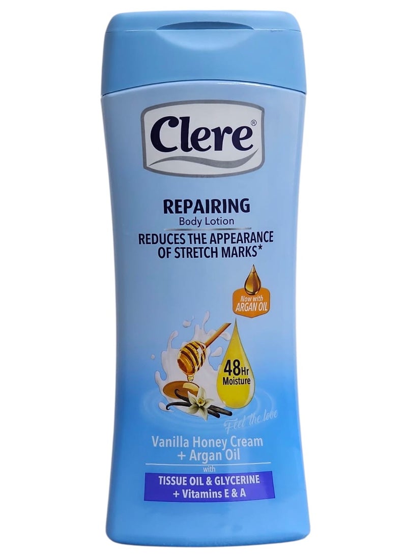 كلير لوشن  الجسم 400 مل كريم عسل الفانيلا &زيت الأرغان يقلل من ظهور علامات التمدد