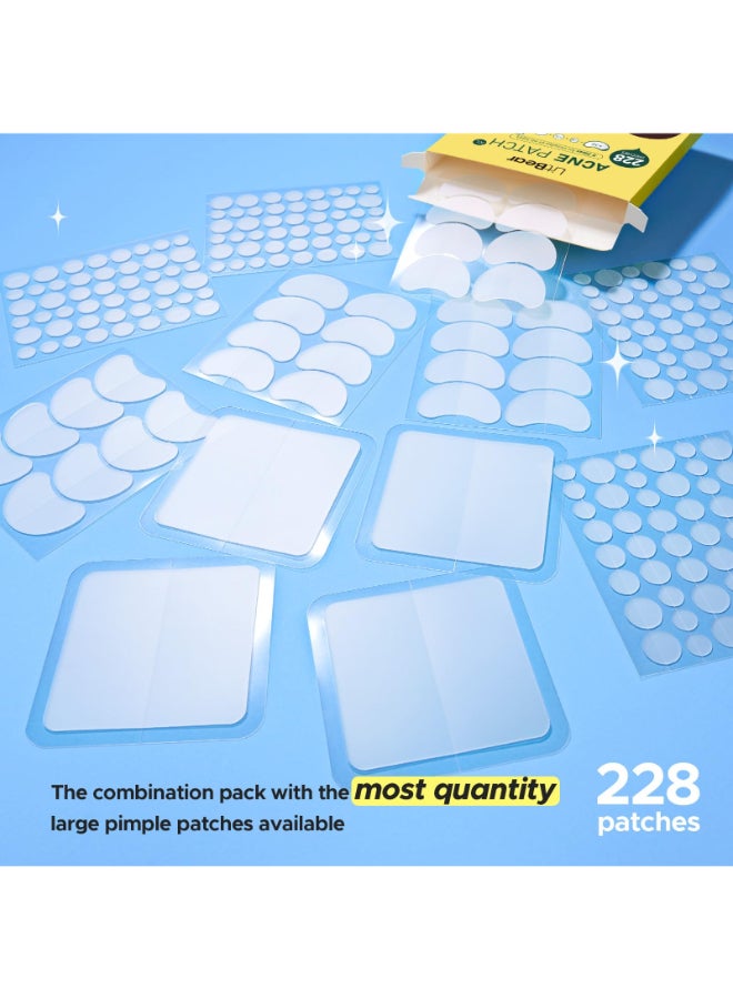 LitBear Pimple Patches for Face Large Acne Patch XL Hydrocolloid BandagesZit Stickers for Forehead Chin Nose Body Back and Chest 5 Sizes 228 Pimple Patches - Image 4