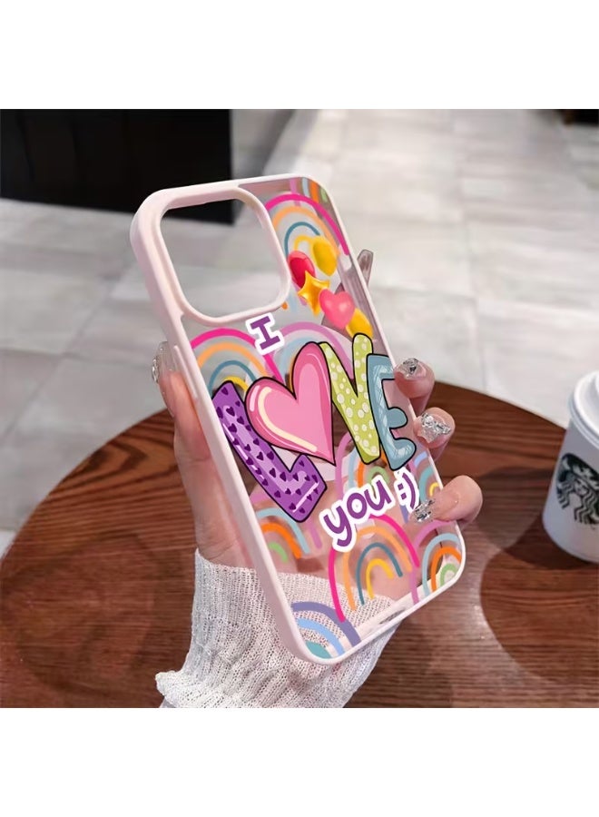 Temu A transparent mobile phone case with a fun "love you" design, offering stylish and lightweight protection, compatible with iPhone 14 Pro Max. - Image 1