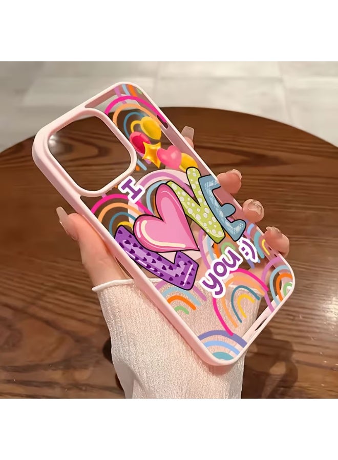 Temu A transparent mobile phone case with a fun "love you" design, offering stylish and lightweight protection, compatible with iPhone 14 Pro Max. - Image 2