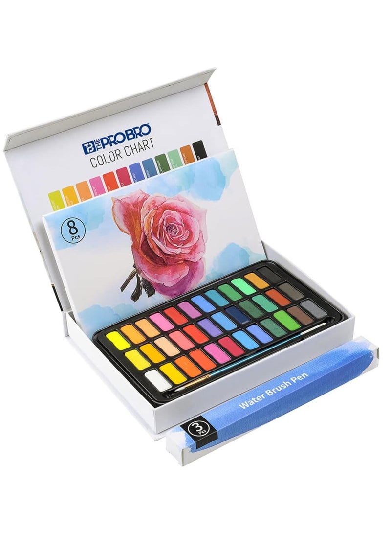 THE PRO BRO Watercolor Paint Set, 36 Premium Colors in Gift Box with Bonus Watercolor Paper Pad and Water Brushes, Perfect for Kids, Adults, Beginners, Artists Painting, Sketching, and Illustrating - Image 3