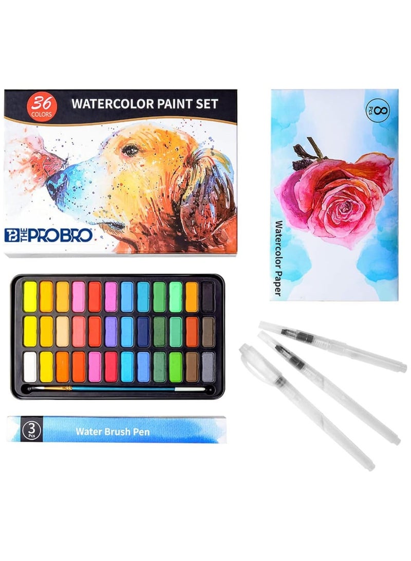 THE PRO BRO Watercolor Paint Set, 36 Premium Colors in Gift Box with Bonus Watercolor Paper Pad and Water Brushes, Perfect for Kids, Adults, Beginners, Artists Painting, Sketching, and Illustrating - Image 5
