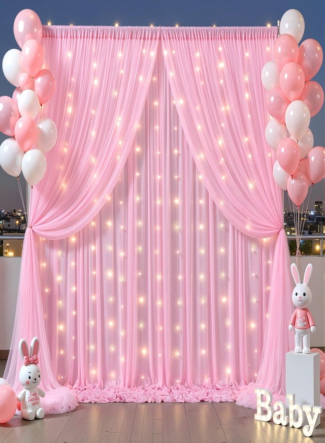 Shillance Light Pink Tulle Backdrop Curtain for Parties Wedding,5ft x 10ft Wrinkle Free Curtain Backdrop,2 Layer Drapes for Backdrop,Polyester Back Drop for Bridal Shower Birthday Baby Shower Photography - Image 4