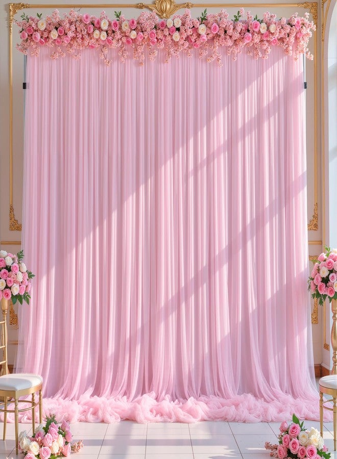 Shillance Light Pink Tulle Backdrop Curtain for Parties Wedding,5ft x 10ft Wrinkle Free Curtain Backdrop,2 Layer Drapes for Backdrop,Polyester Back Drop for Bridal Shower Birthday Baby Shower Photography - Image 5