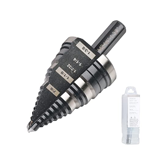 Jerax tools 1/4 to 1-3/8 Inch Step Drill Bit Straight Grooved Double Fluted, M2 High Speed Steel Drill bits for Hole Drilling in Stainless Steel, Copper, Aluminum, Wood, Plastic - Image 1