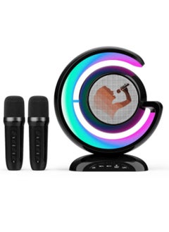 DIGI CORE Karaoke Machine Portable Speaker Bluetooth Karaoke Speaker With Two Wireless Mic For Kids And Adults Wireless Speaker For Indoor And Outdoor Party And Birthday Bluetooth Speaker Black 
